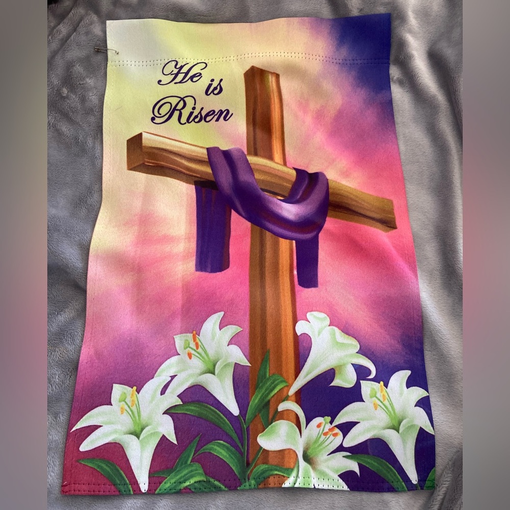 He is Risen Cross  garden flag